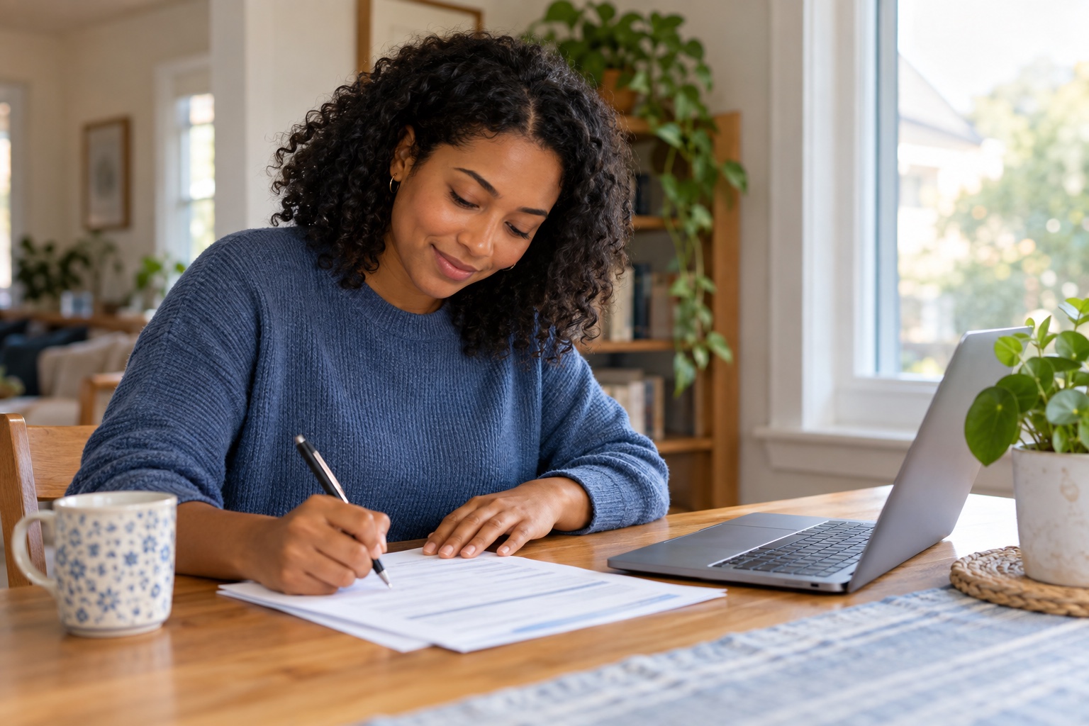 A prospective Neighborhood Captain completing an application at home